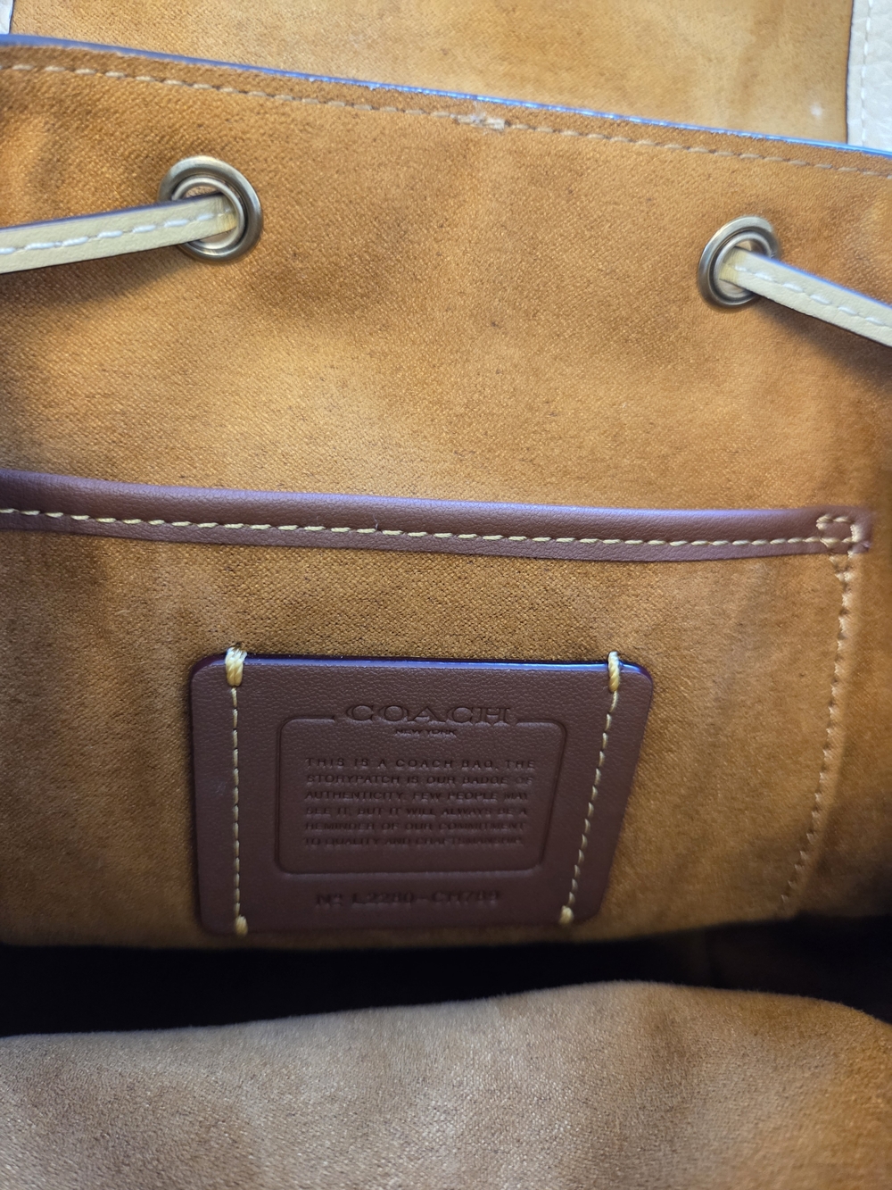 Coach Riya 21 Pebbled Leather Mini Backpack, Hay/Pale Yellow, Like New - Picture 9 of 13